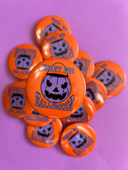 Horny for Halloween Button