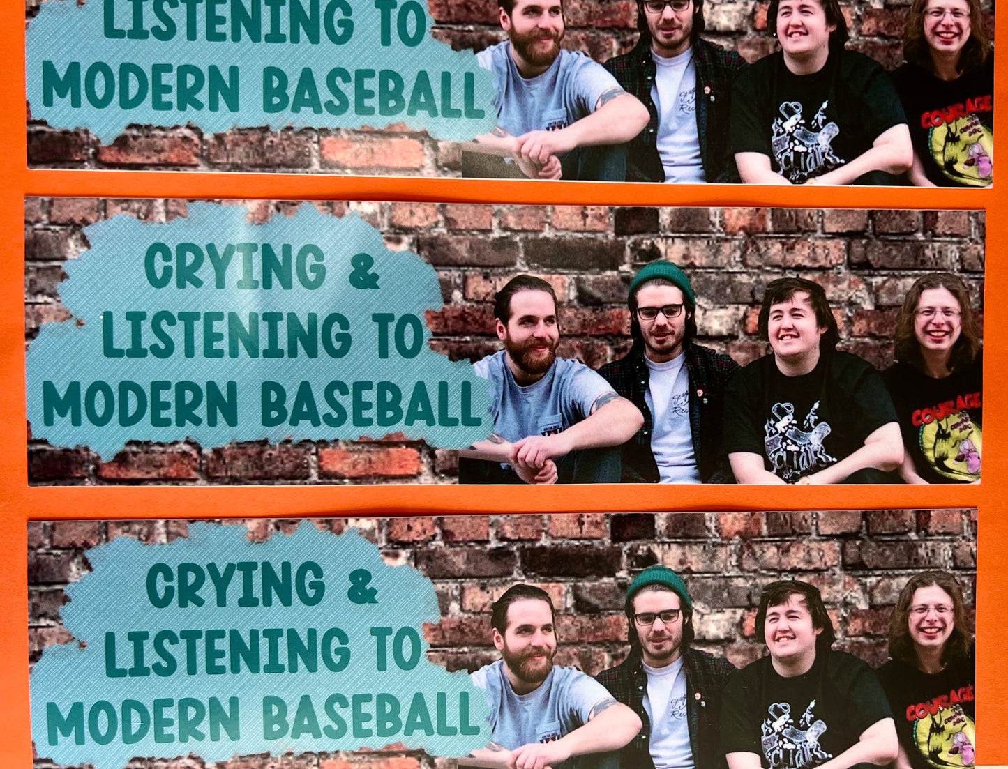 Crying and listening to Modern Baseball bumper sticker