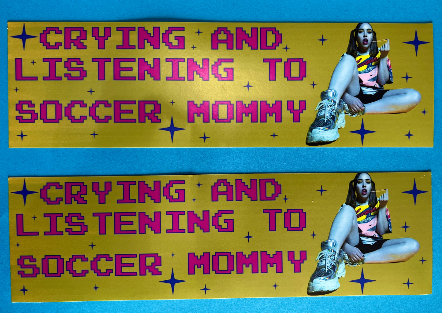 Crying and listening to Soccer Mommy Bumper Sticker