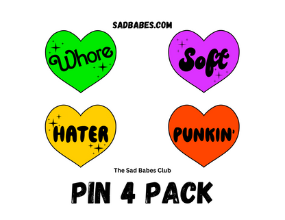 4 heart pin pack